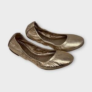 Tory Burch Eddie Rose Gold Metallic Leather Ballet Flat Size 5